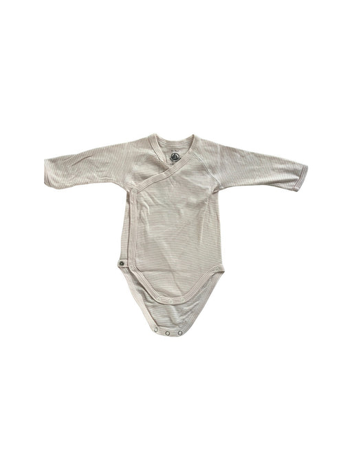 A Pink Long Sleeve Bodysuits from Petit Bateau in size 0-3M for girl. (Front View)