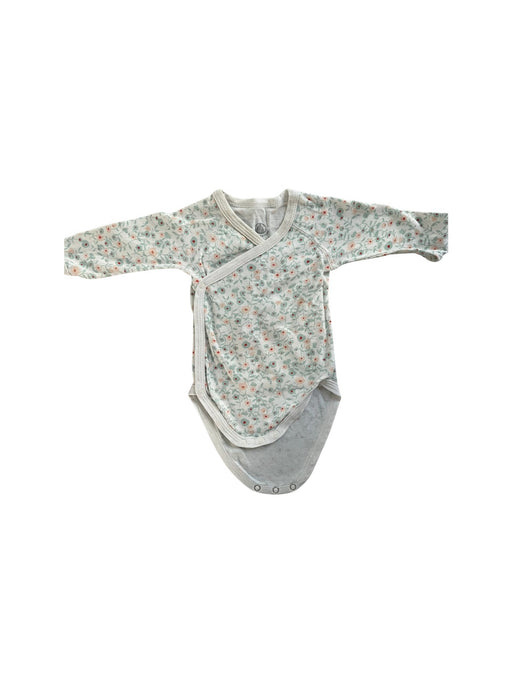 A Grey Long Sleeve Bodysuits from Petit Bateau in size 0-3M for girl. (Front View)