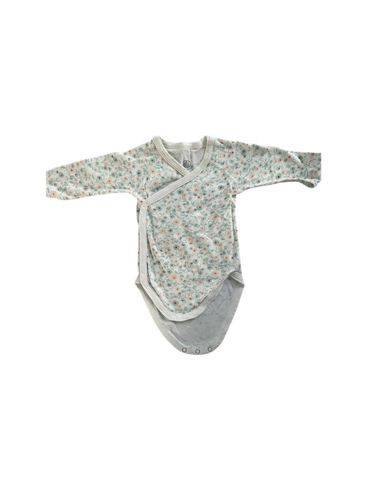 A Grey Long Sleeve Bodysuits from Petit Bateau in size 0-3M for girl. (Front View)