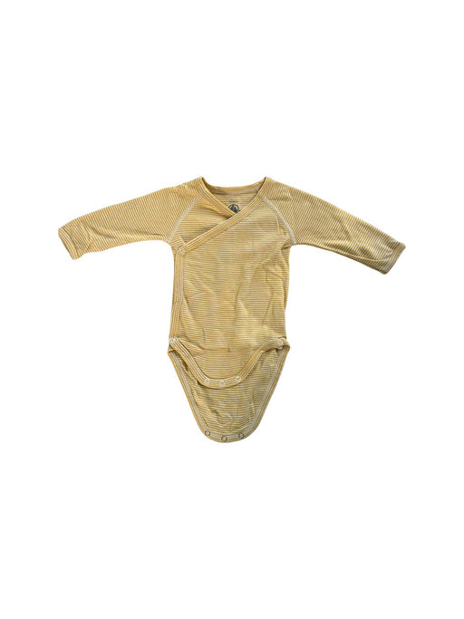 A Yellow Long Sleeve Bodysuits from Petit Bateau in size 0-3M for neutral. (Front View)