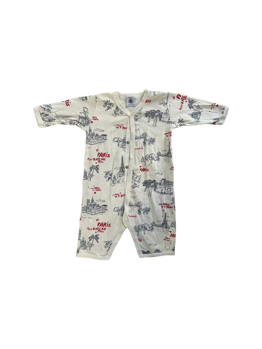A White Long Sleeve Rompers from Petit Bateau in size 0-3M for neutral. (Front View)
