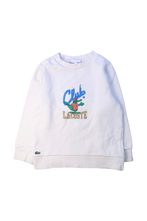 A White Crewneck Sweatshirts from Lacoste in size 6T for boy. (Front View)