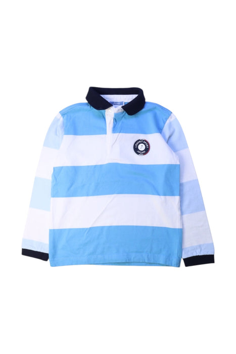 A Blue Long Sleeve Polos from Jacadi in size 4T for boy. (Front View)