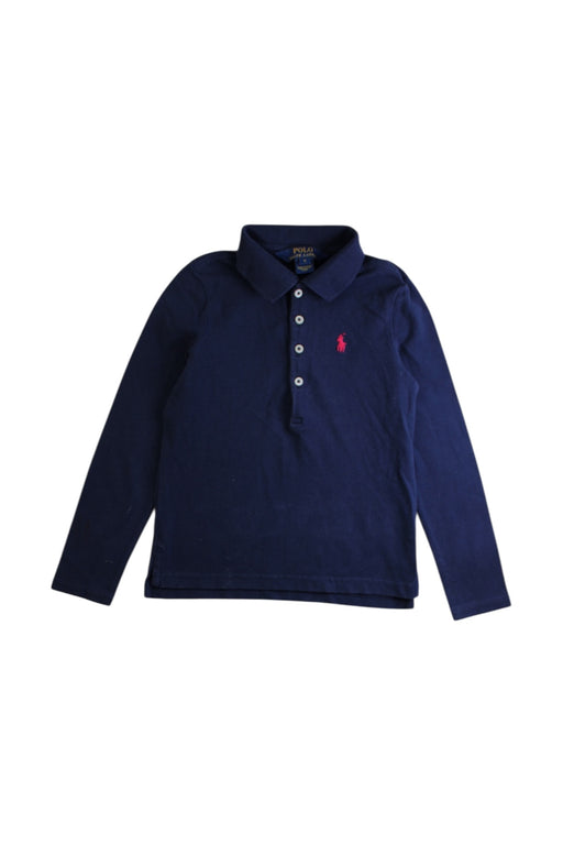 A Navy Long Sleeve Polos from Polo Ralph Lauren in size 5T for boy. (Front View)