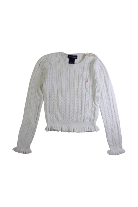 A White Knit Sweaters from Ralph Lauren in size 6T for girl. (Front View)