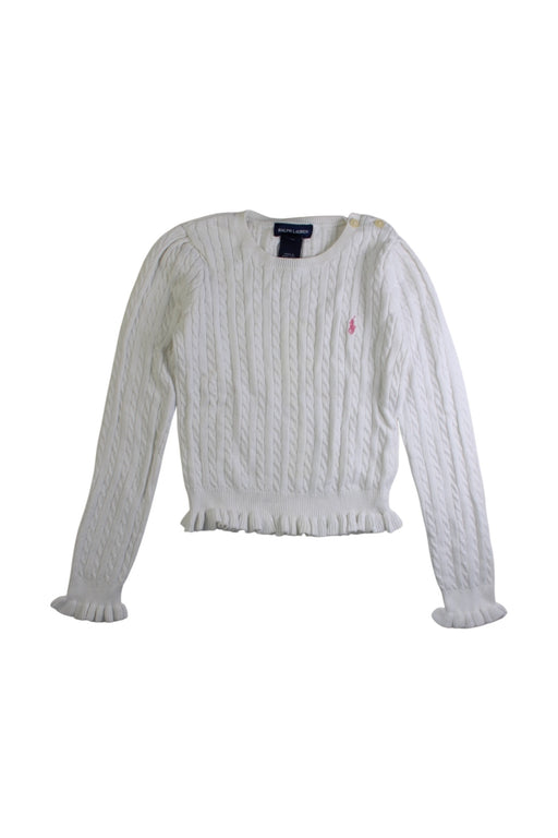A White Knit Sweaters from Ralph Lauren in size 6T for girl. (Front View)