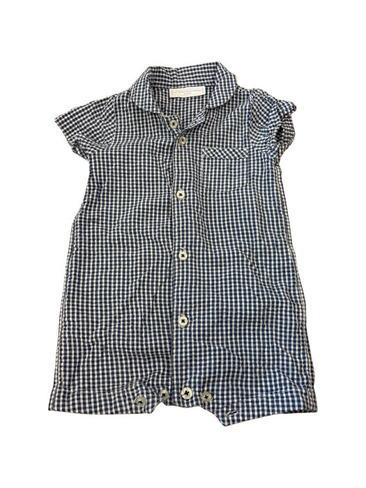 A Blue Short Sleeve Rompers from The Little White Company in size 3-6M for boy. (Front View)
