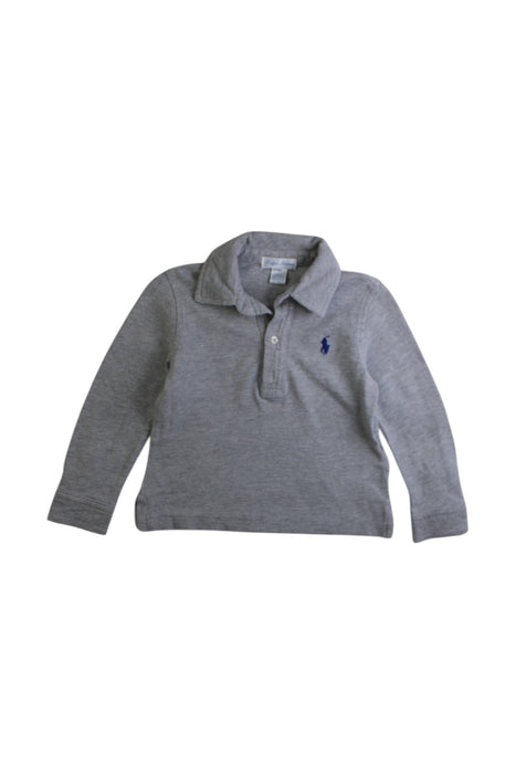 A Grey Long Sleeve Polos from Ralph Lauren in size 6-12M for boy. (Front View)