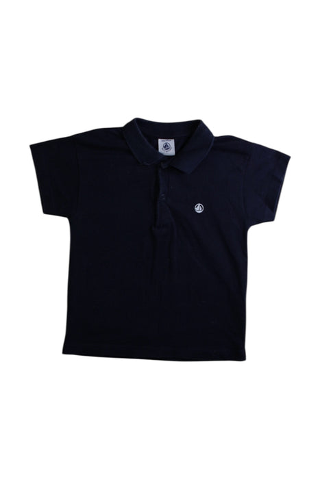 A Navy Short Sleeve Polos from Petit Bateau in size 3T for boy. (Front View)
