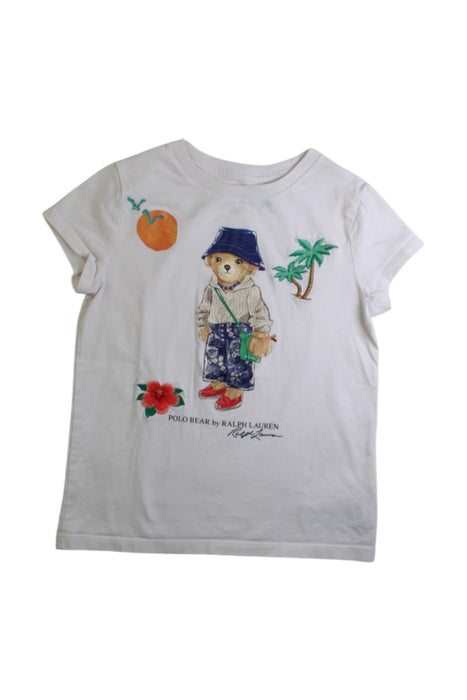 A White Short Sleeve T Shirts from Polo Ralph Lauren in size 5T for girl. (Front View)