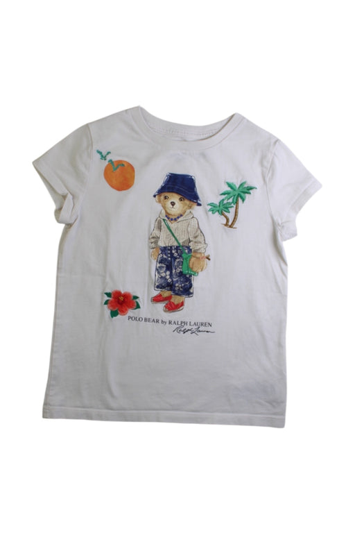 A White Short Sleeve T Shirts from Polo Ralph Lauren in size 5T for girl. (Front View)