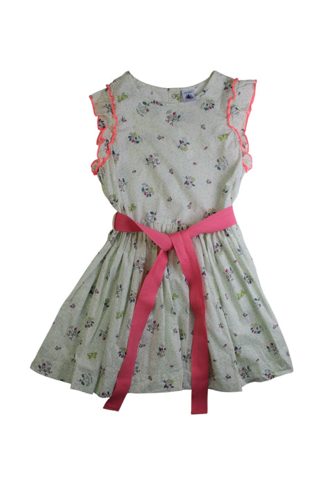 A Pink Sleeveless Dresses from Petit Bateau in size 5T for girl. (Front View)
