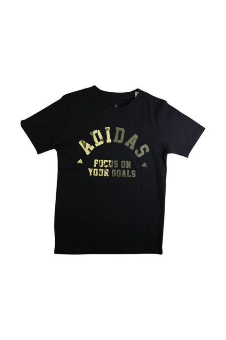 A Black Short Sleeve T Shirts from Adidas in size 10Y for boy. (Front View)