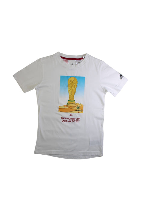 A White Short Sleeve T Shirts from Adidas in size 9Y for boy. (Front View)