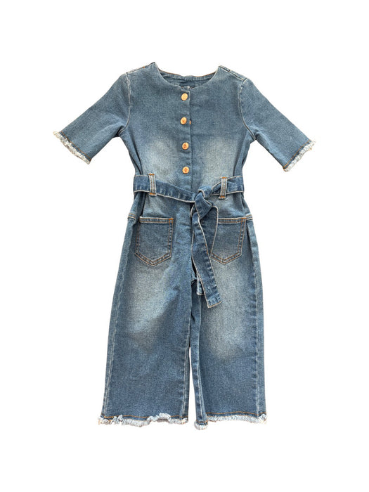 A Blue Short Sleeve Jumpsuits from Seed in size 3T for girl. (Front View)