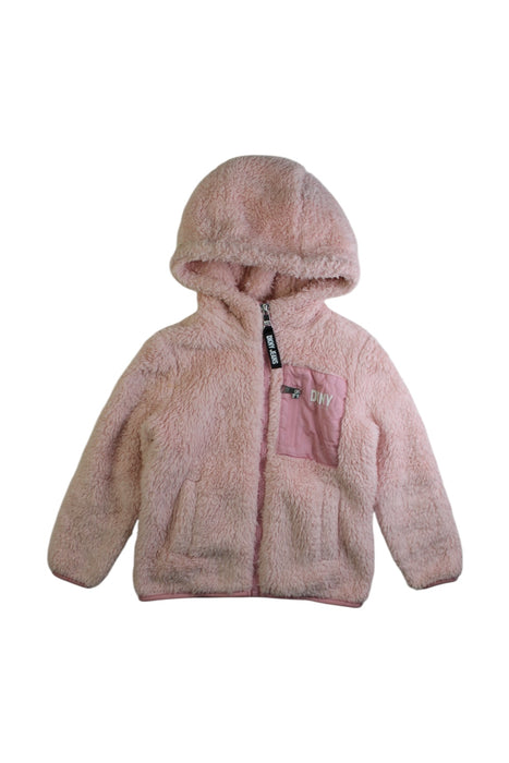 A Pink Puffer/Quilted Coats & Outerwear from DKNY in size 4T for girl. (Front View)