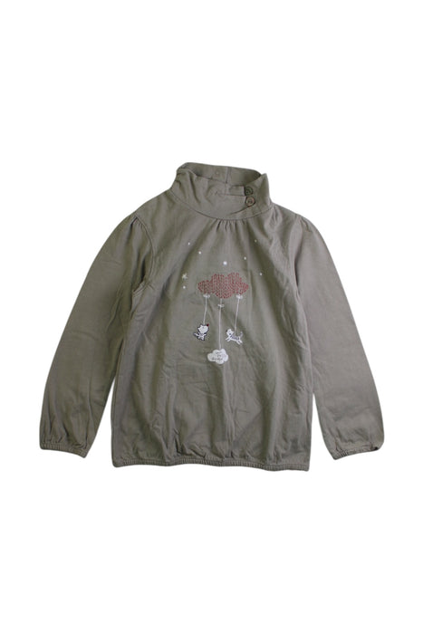 A Taupe Long Sleeve Tops from La Compagnie des Petits in size 4T for girl. (Front View)