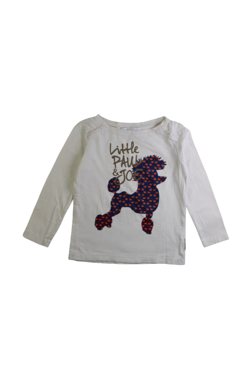 A White Long Sleeve Tops from Little Paul & Joe in size 4T for girl. (Front View)