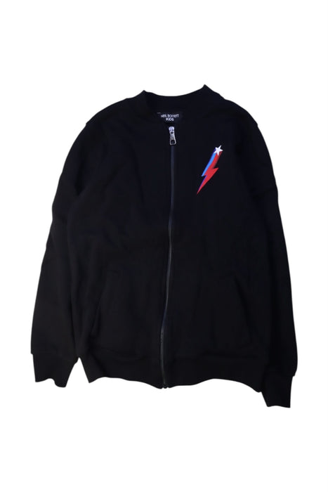 A Black Zippered Sweatshirts from Neil Barrett Kids in size 12Y for boy. (Front View)