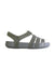 A Grey Sandals from Crocs in size 5T for girl. (Front View)