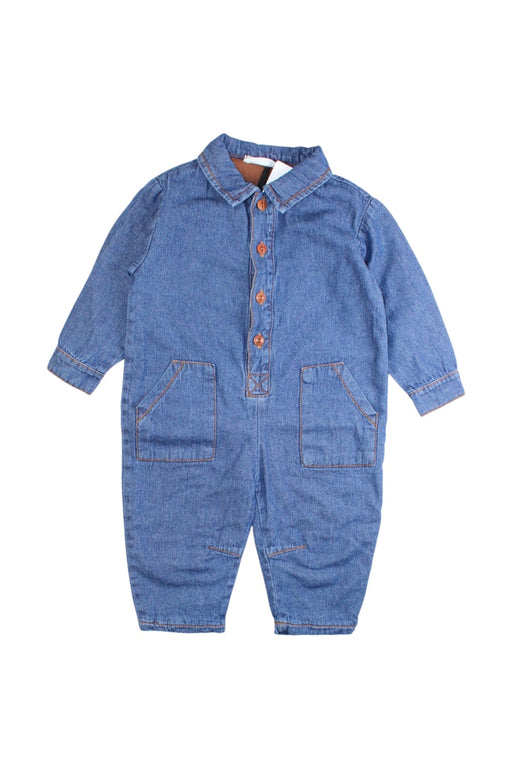 A Blue Long Overalls from 1 + in the family in size 6-12M for girl. (Front View)