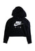 A Black Hooded Sweatshirts from Nike in size 12Y for girl. (Front View)