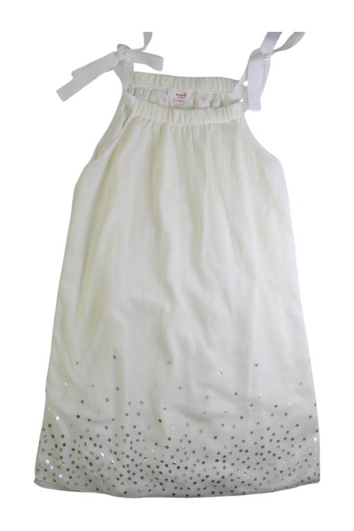 A Beige Sleeveless Dresses from Seed in size 9Y for girl. (Front View)
