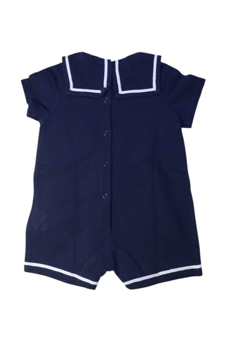 A Navy Short Sleeve Rompers from Cyrillus in size 12-18M for boy. (Back View)