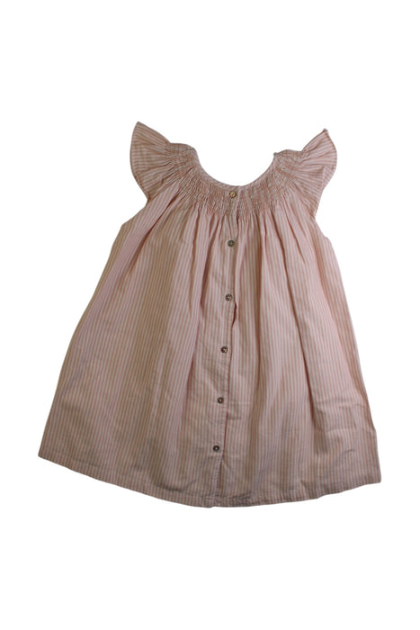 A Peach Sleeveless Dresses from Les Enfantines in size 4T for girl. (Back View)