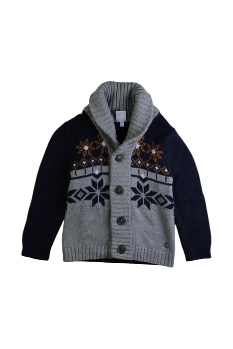 A Grey Cardigans from Petit Bateau in size 3T for boy. (Front View)