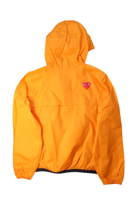 A Orange Rain Jackets from K-Way x CDG PLAY in size 10Y for neutral. (Back View)