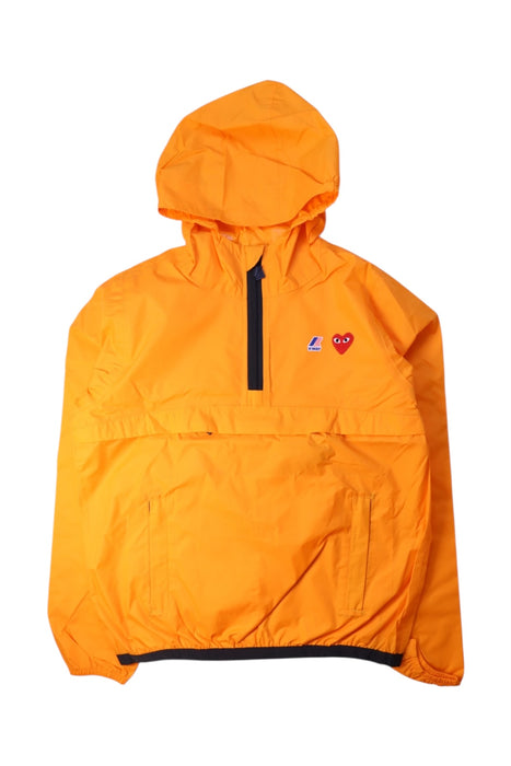 A Orange Rain Jackets from K-Way x CDG PLAY in size 12Y for neutral. (Front View)