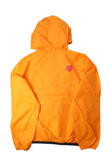 A Orange Rain Jackets from K-Way x CDG PLAY in size 12Y for neutral. (Back View)