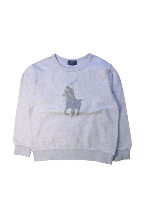 A Grey Crewneck Sweatshirts from Polo Ralph Lauren in size 7Y for boy. (Front View)