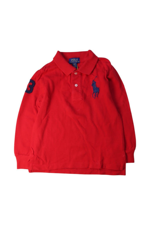 A Red Long Sleeve Polos from Polo Ralph Lauren in size 3T for boy. (Front View)