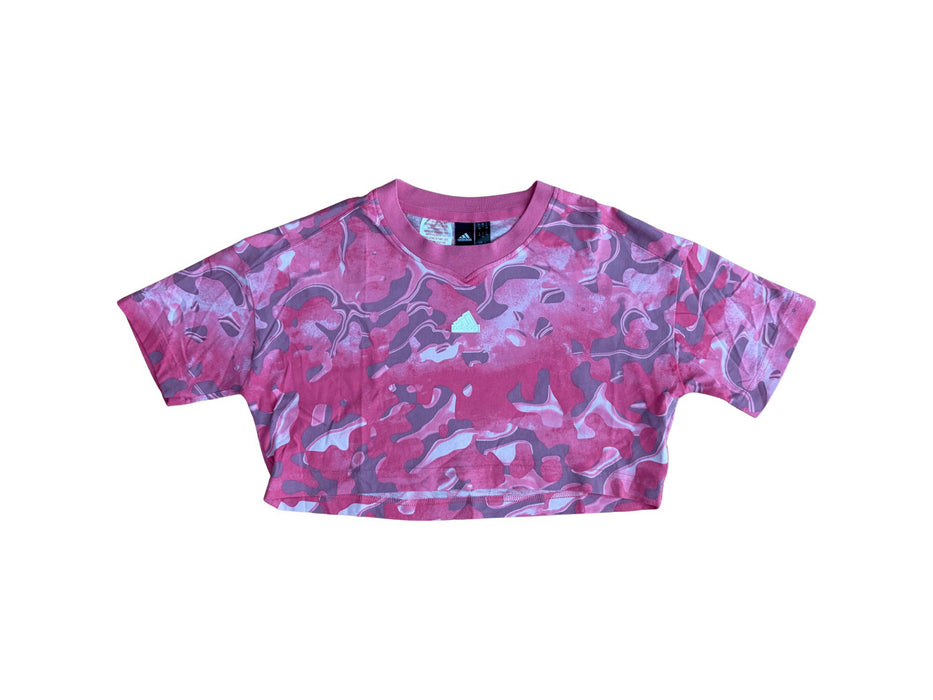 A Pink Short Sleeve T Shirts from Adidas in size 9Y for girl. (Front View)