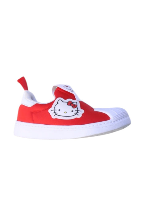 A Red Sneakers from Adidas in size 5T for girl. (Front View)