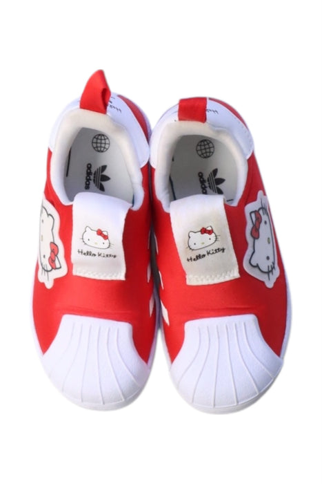 A Red Sneakers from Adidas in size 5T for girl. (Back View)