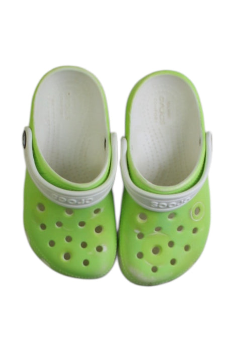 A Green Slip Ons from Crocs in size 5T for neutral. (Back View)