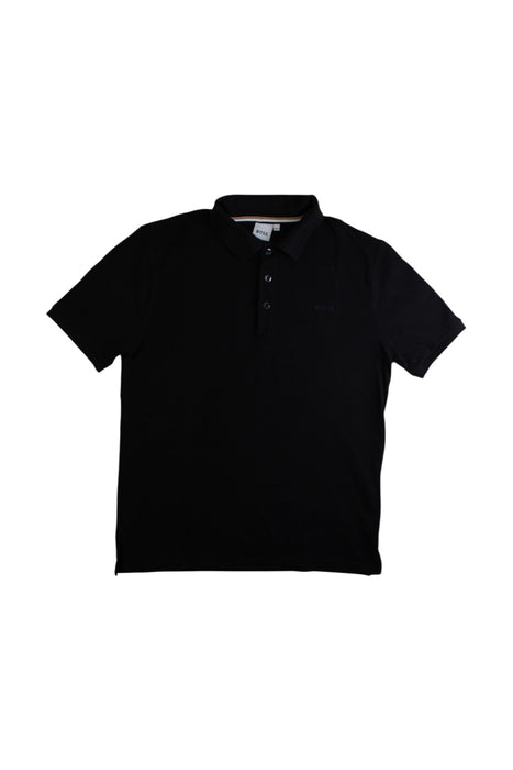 A Black Short Sleeve Polos from Boss in size 14Y for boy. (Front View)