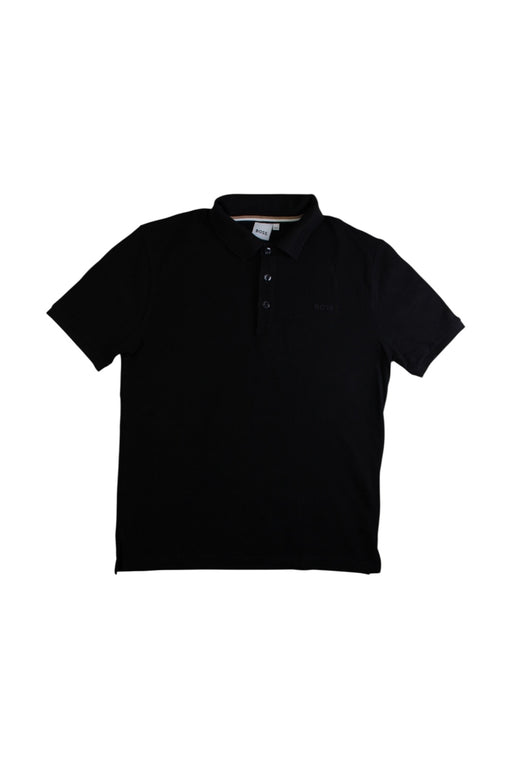 A Black Short Sleeve Polos from Boss in size 14Y for boy. (Front View)