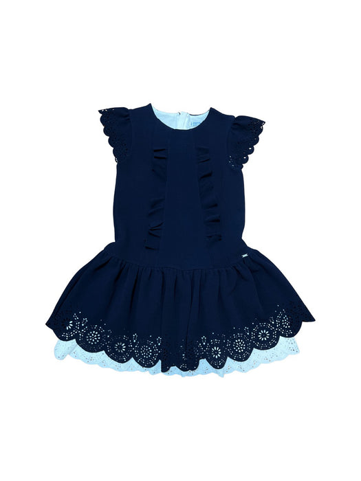 A Navy Short Sleeve Dresses from Mayoral in size 9Y for girl. (Front View)