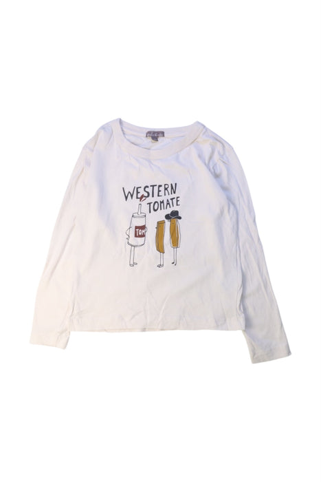 A White Long Sleeve T Shirts from Emile et Ida in size 4T for girl. (Front View)