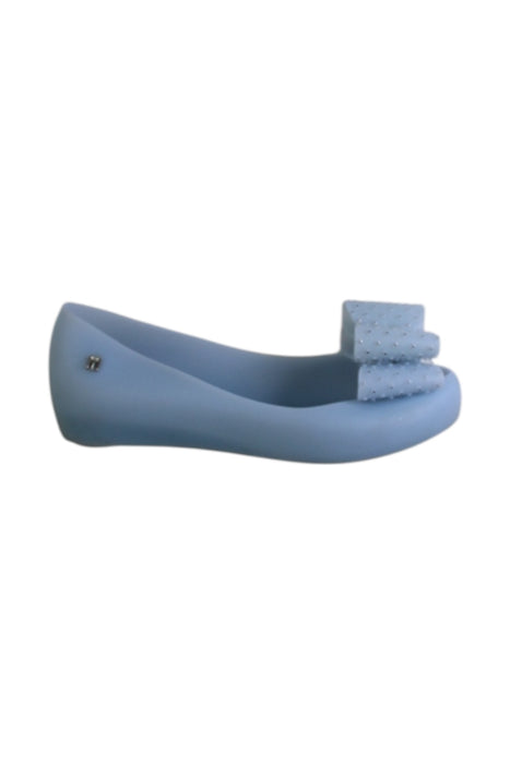 A Blue Flats from Mini Melissa in size 10Y for girl. (Front View)