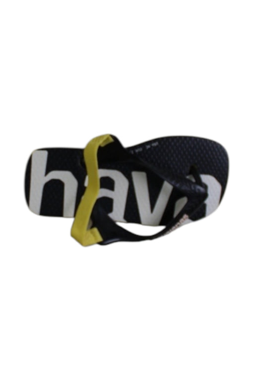 A Black Flip Flops from Havaianas in size 3T for boy. (Front View)