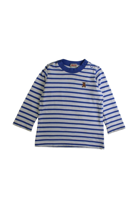 A Blue Long Sleeve Shirts from Miki House in size 12-18M for boy. (Front View)