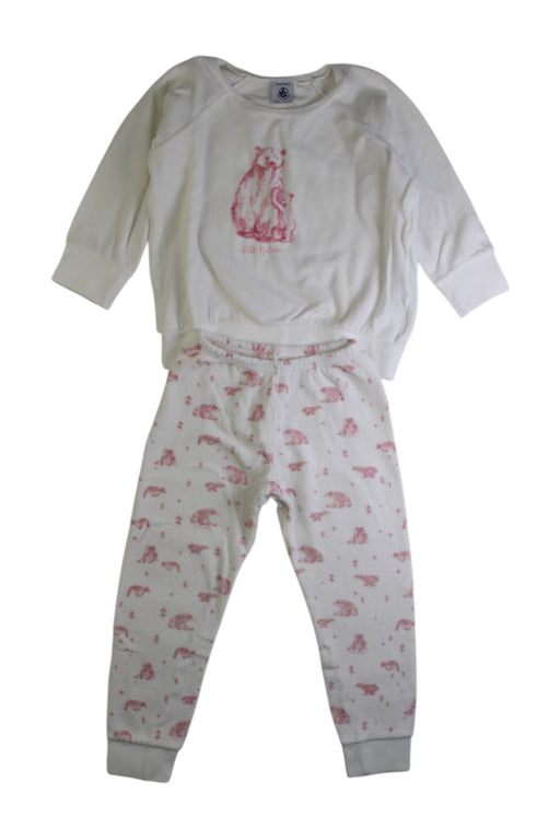 A White Pyjama Sets from Petit Bateau in size 4T for girl. (Front View)