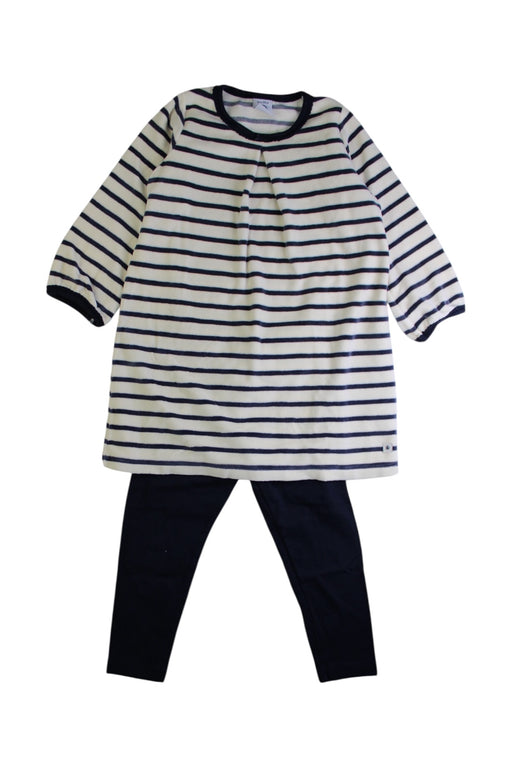 A White Long Sleeve Dresses from Petit Bateau in size 3T for girl. (Front View)