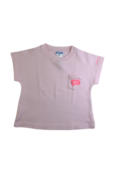 A Pink Short Sleeve T Shirts from Jacadi in size 6T for girl. (Front View)