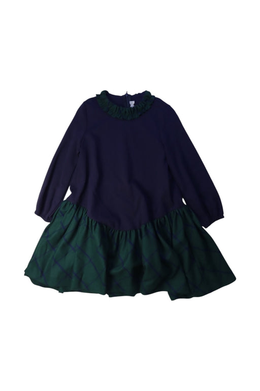 A Navy Long Sleeve Dresses from Il Gufo in size 5T for girl. (Front View)